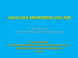 metoda analisis mikrobiologi air (dr. ni'matuzahroh unair).ppt
